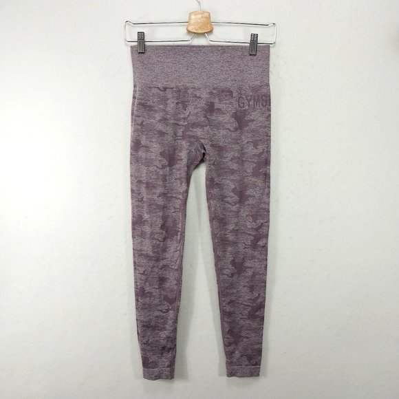 Gymshark Leggings Medium Purple Mauve Camo Seamless High Waist Workout Athletic - Picture 1 of 12
